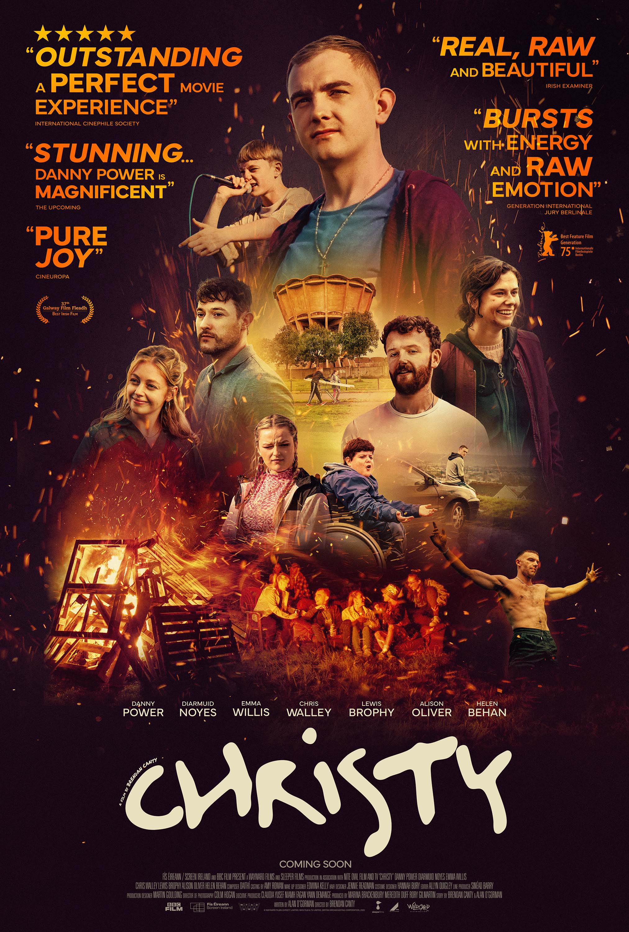 Text on poster: “Christy.” The image shows a collage of young people in group and performance scenes.