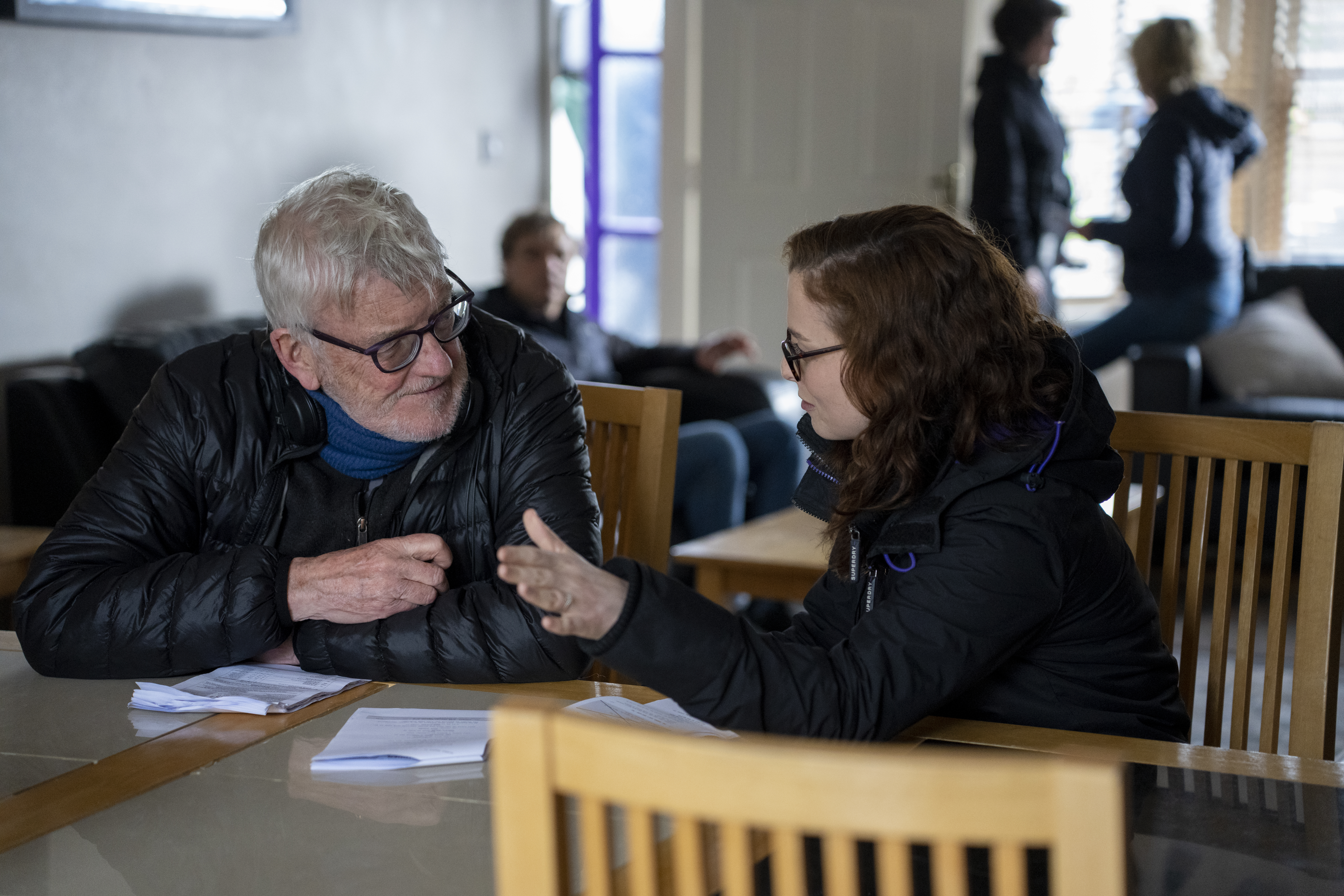 Laura O'Shea with Director Thaddeus O'Sullivan on the set of Hidden Assets Season 2